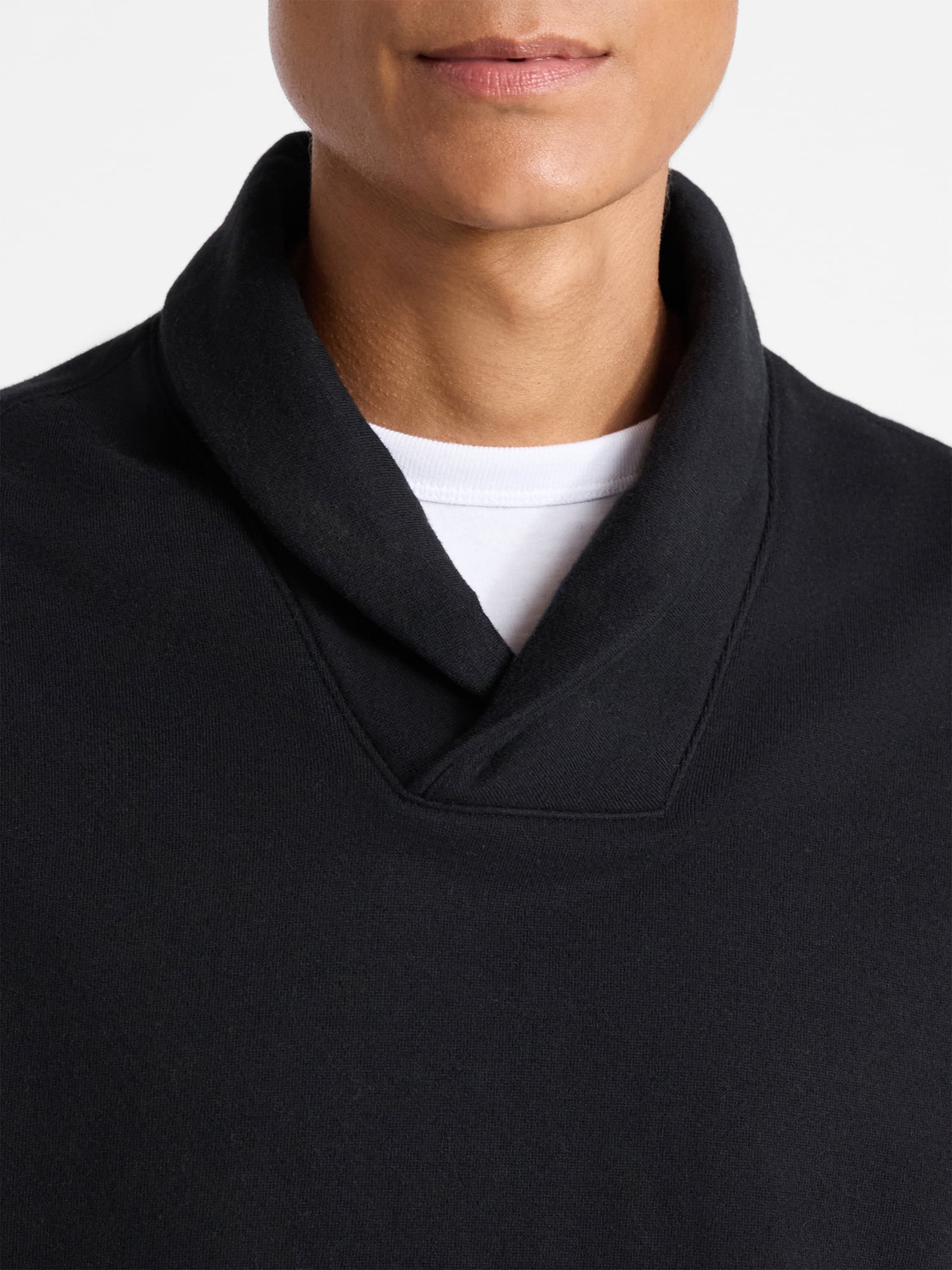 Free Assembly Men's Shawl Collar Fleece Sweatshirt, Sizes S-3XL
