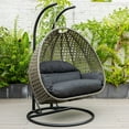 thumbnail image 5 of LeisureMod 2 Person Wicker Egg Chair Outdoor Indoor Bedroom Patio Hanging Lounge Swing Hammock Chairs with Black Stand and UV Resistant Cushions (Black), 5 of 6