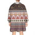 thumbnail image 2 of Wearable Oversized Blanket,Black Boho Oriental Flowers and Paisleys Pattern Wearable Blanket Hoodie for Adults,Cozy Hooded Blankets with Super Pockets,Super Warm Fuzzy Pullover for Women & Men, 2 of 6