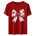 thumbnail image 5 of YueHuiYing Women's Valentine's Day Bow Graphic Fashion Casual Printed Round Neck Lovers Short Sleeved T-shirt Top, 5 of 6