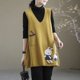 thumbnail image 2 of Otoño e Invierno jersey de mujer con cuello en V bolsillos de almazuela suéter de animales Midi moda Casual elegante chaleco sin mangas Tops E689, 2 of 5