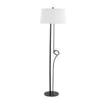 Contemporary Floor Lamp in Black Steel with White Linen Shade by LumiSource Black   Fabric