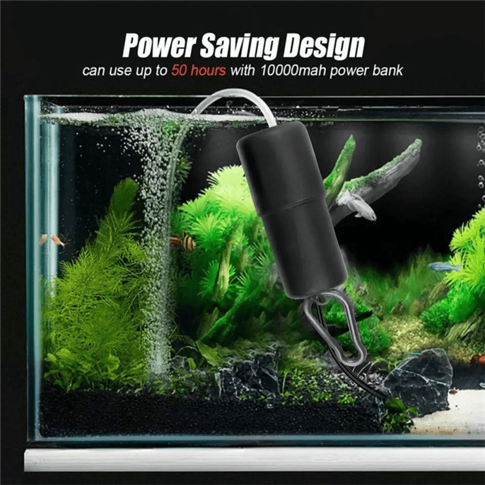 20W Aquarium Air Pump Solar Power Oxygenator for Fish Tank Oxygen Pump USB Charging Pond Water Pump,1 x Solar Aquarium Oxygen Pump Set,Black