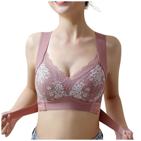 

Knosfe Women s Beauty Back Front Close Bralette Support Floral Wireless Bra Comfort Lightly Bras for Women