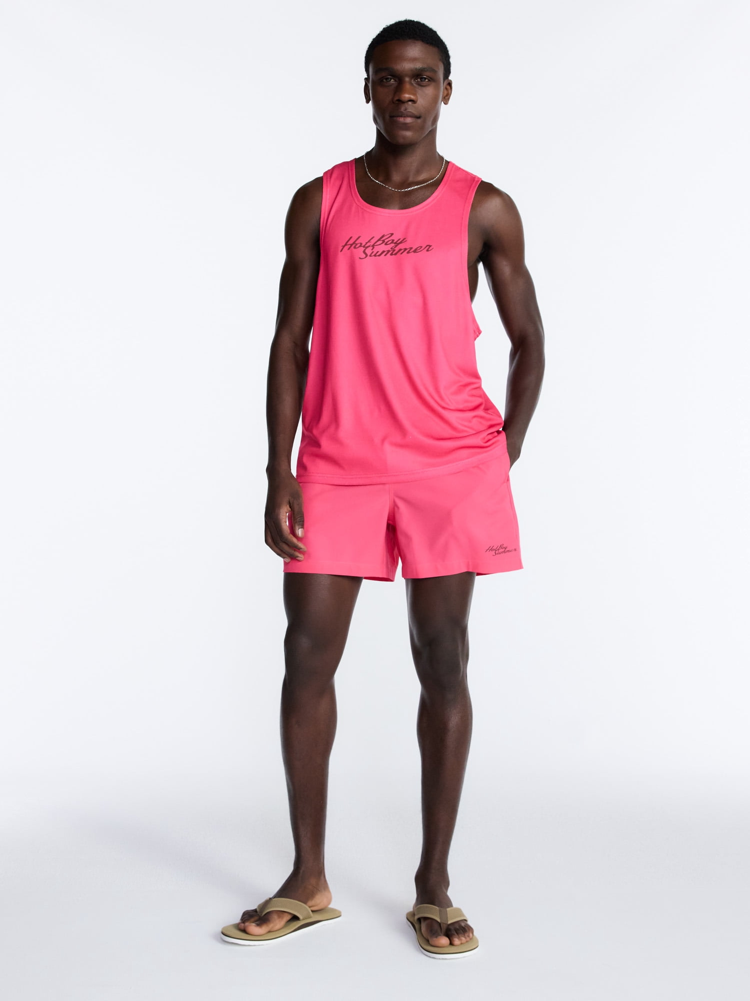 Hot Boy Summer by Megan Thee Stallion Men’s 5'' inseam Mesh Swim Shorts, Sizes S-3XL