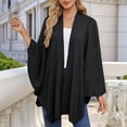 thumbnail image 3 of Women'S Elegant Shawl Wraps Soft Open Front Poncho Sweater for Spring Fall Winter Black One Size, 3 of 4