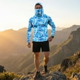 thumbnail image 6 of Men's Shark Print Fishing Hoodie, Long Sleeve UPF 50+ Sun Protection Shirt with Built-in Face Mask and Thumbholes Blue XL, 6 of 9