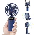 thumbnail image 1 of Ventilador personal, ventilador portátil para colgar en el cuello, potente ventilador de escritorio recargable por USB-c de 3000 mah con 5 modos de velocidad y base, tiempo de funcionamiento, 1 of 5