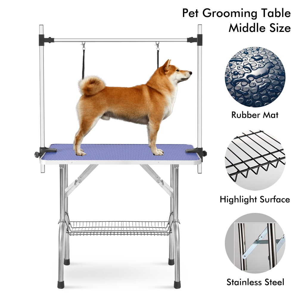 Pet Grooming Table, 36" Folding Pet Dog Cat Grooming Table, Blue