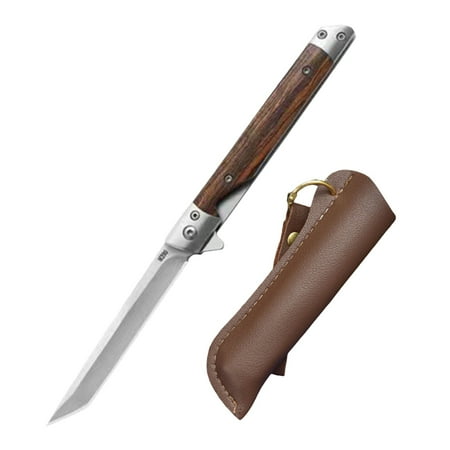 Damascus Pocket Knife Survival Knife Sandalwood Handle Folding Knife Outdoor Folding Knife