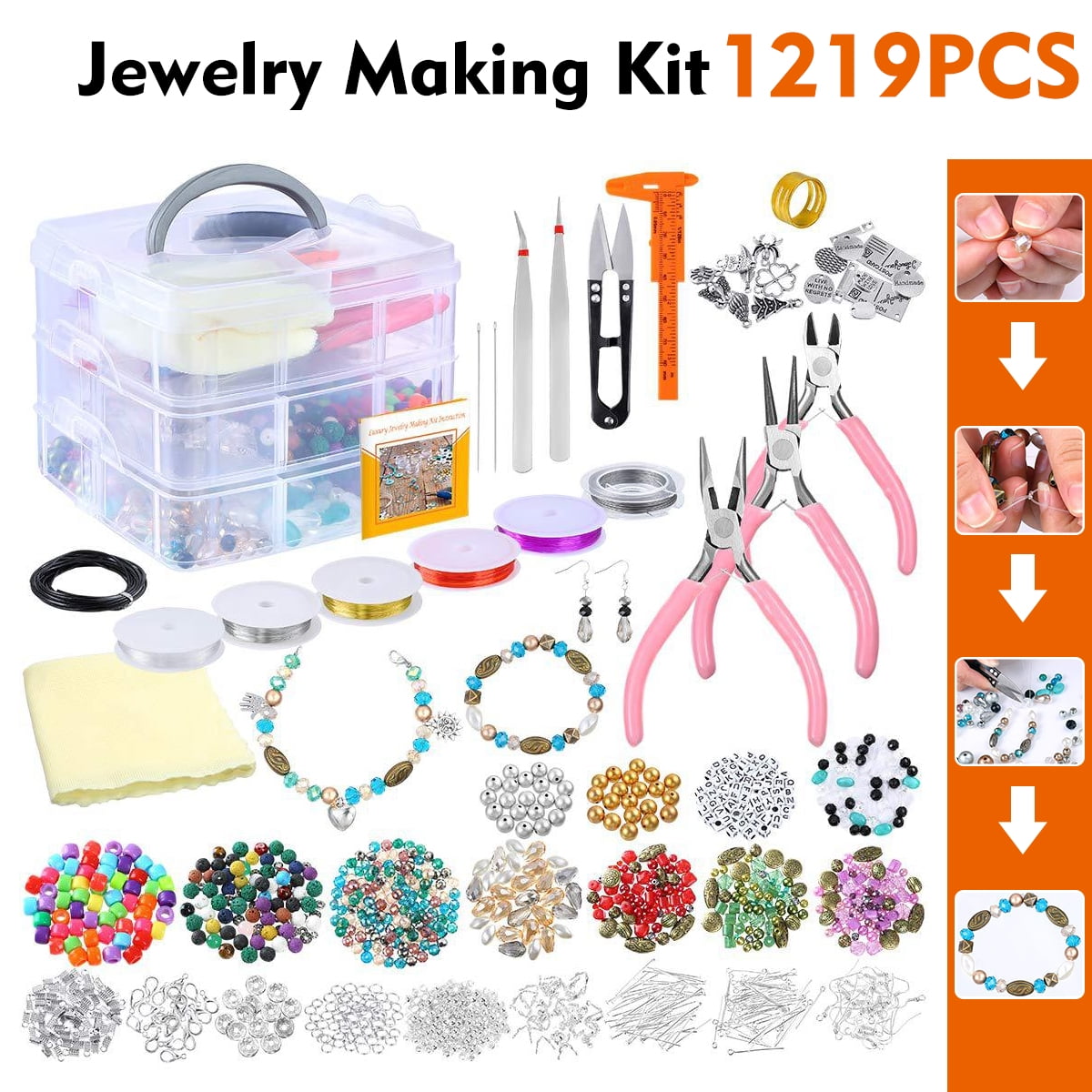 Wire Chain Jewelry Making Kit Repair Tools Craft Bracelet Earring Supplies DIY 