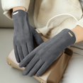 thumbnail image 2 of JIKNTTR Winter Fashion Leather Gloves For Women Touch Screen Lined Outdoor Windproof Warm Suede Driving Dress Gloves, 2 of 4