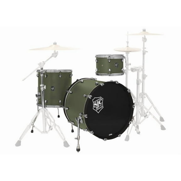 SJC Drums Navigator 3-Piece Drum Shell Pack - 8x12, 16x16, 18x22 - Deep Olive