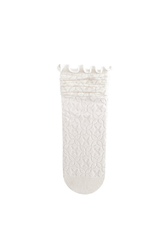 Women's cotton knit booty socks knee high garter with lace trim