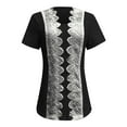 thumbnail image 4 of EchfiProm Eyelet T-Shirts for Women Square Neck Lace Tops Trendy Short Sleeve Pullover Black Solid Ladies, 4 of 5