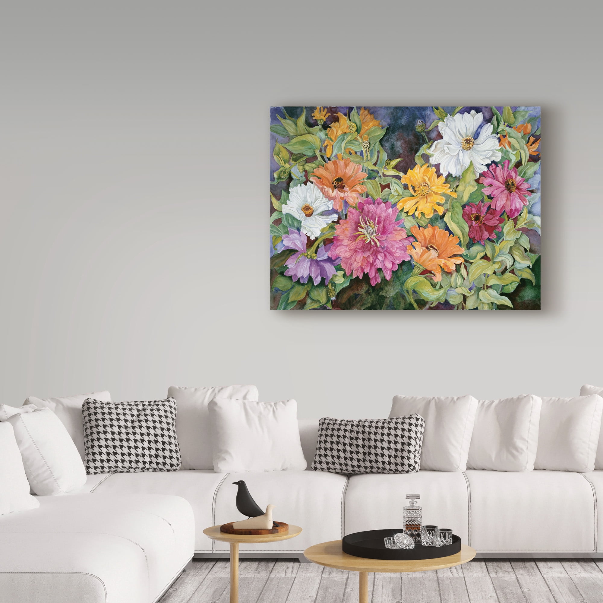 Trademark Fine Art 'Multi-Colored Zinnias' Canvas Art by Joanne Porter