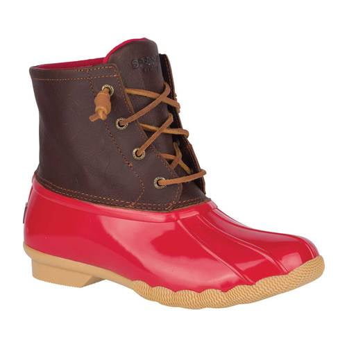 red sperry duck boots