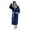 Navy/Light Grey Hooded, variant on U2SKIIN Mens Fleece Robe with Hood, Mid Length Plush Shawl Collar Two Tone Bathrobe,(Black/Dark Red, S/M）
