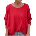 thumbnail image 2 of Inverlee Cotton Linen Long Sleeve Shirts for Women Casual Solid Color Crewneck Basic Tees Spring Trendy Loose Fit Basic Tops, 2 of 6