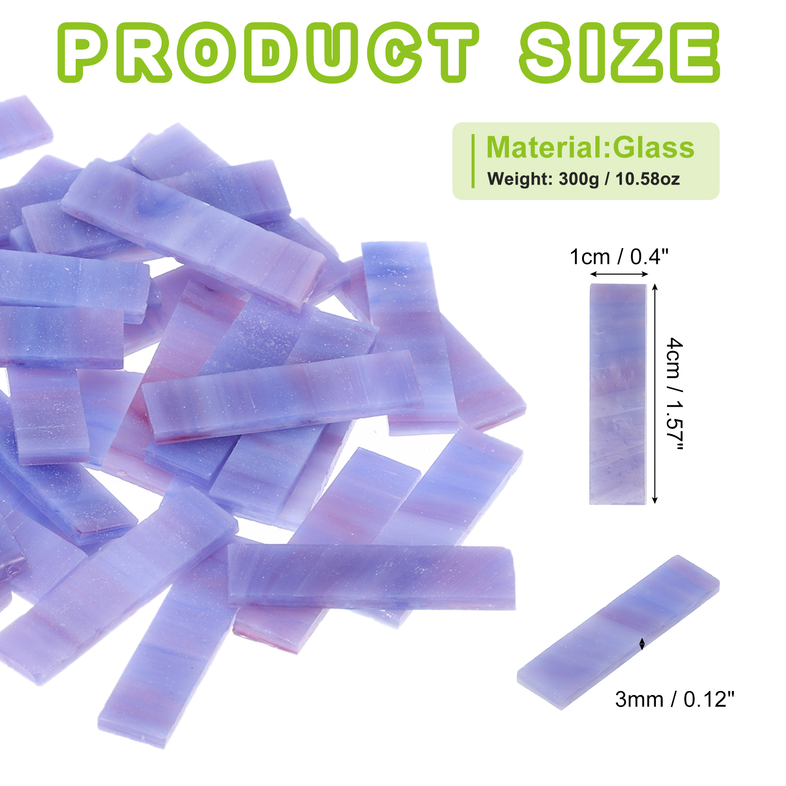 Stained Glass Strip, Violet Mosaic Tiles 300g/10.58 oz