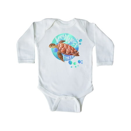 

Inktastic Key West Florida Swimming Sea Turtle with Bubbles Gift Baby Boy or Baby Girl Long Sleeve Bodysuit