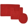 3-Piece Hailey Solid Bathroom Set Bath Mat Contour Rug Toilet Lid Cover - Red