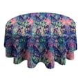 thumbnail image 4 of Green Blue Butterfly Pink Purple Pattern Round Tablecloth 60"x60",Wrinkle Wipeable Table Cloth for Kitchen Dining Room Picnic Patio Party, 4 of 6