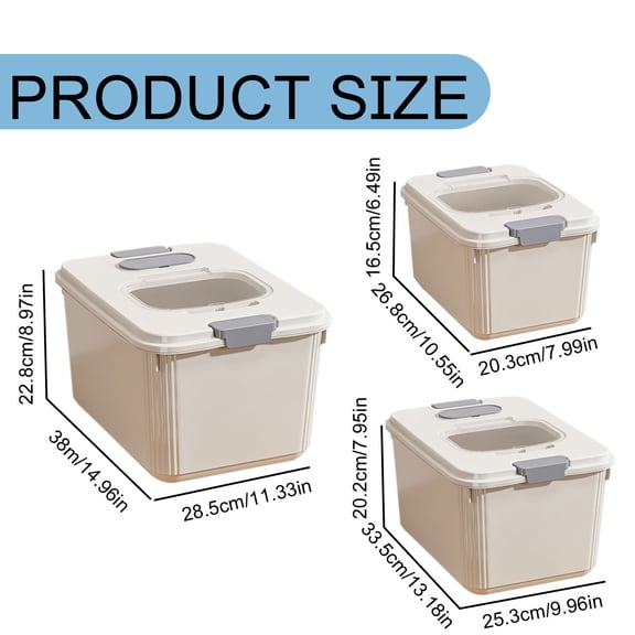 Clearance Sale | Airtight Pet Food Storage Container with Measuring Cup, BPA-Free Plastic for Freshness, Cream White