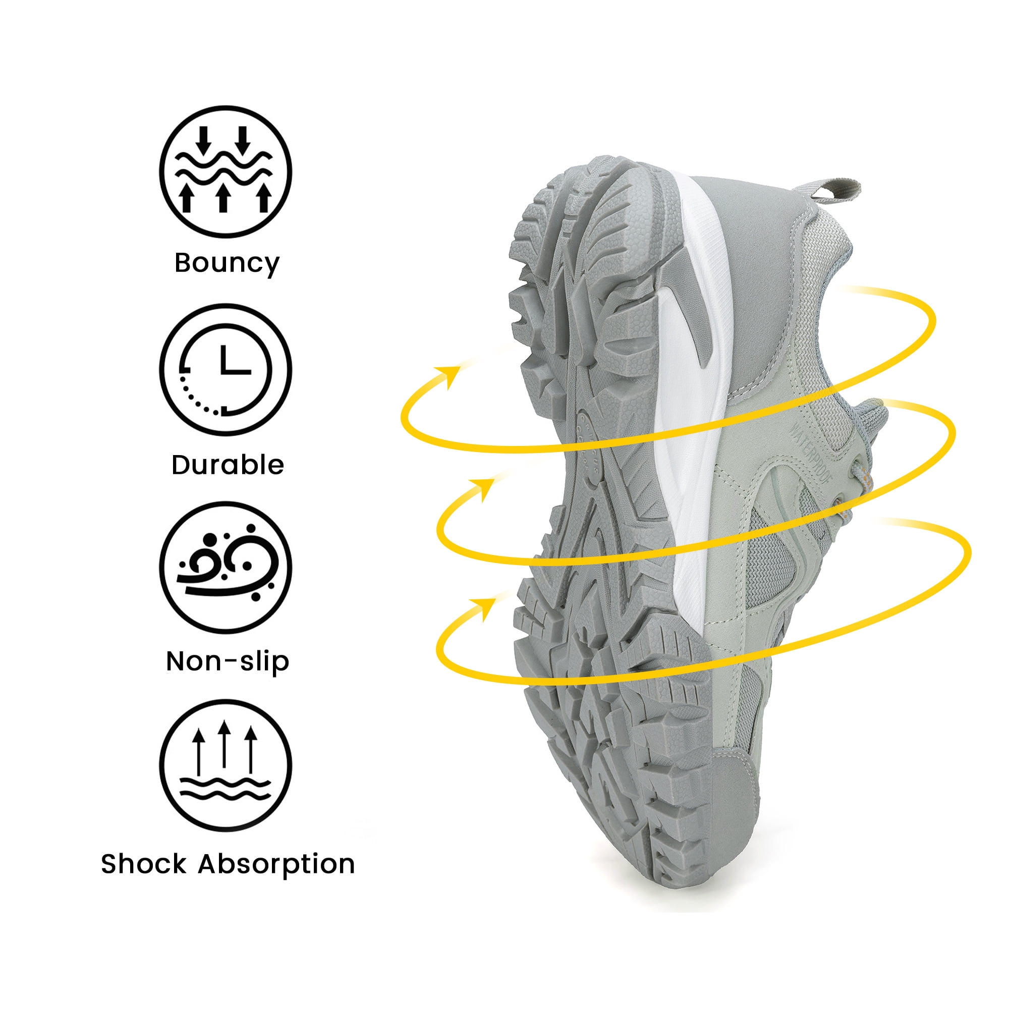 CC-Los Women's Waterproof Hiking Shoes Lightweight Breathable Walking Shoes for Outdoor Climbing Size 5.5-11