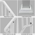 thumbnail image 5 of 2 Pack 2 Step Handrails for Outdoor Steps, Wrought Iron Stair Railing Fits 1 or 2 Steps, Metal Hand Rail with Installation Kit, Staircase Handrails for Concrete, Porch, Deck, Exterior Steps, White, 5 of 9
