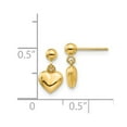 thumbnail image 3 of Real 14kt Yellow Gold Madi K Puffed Heart Dangle Earrings; for Adults and Teens; for Women and Men, 3 of 3