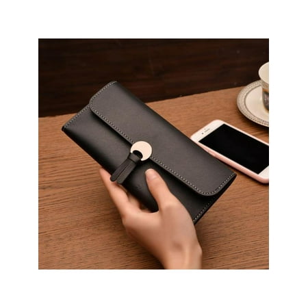 Ladies Leather Tri Fold Wallet - VICOODA Women Long PU Leather Soft Trifold Wallet Slim Clutch Coin Pocket Wallet Card Holder, Women Purse, Women Wallet