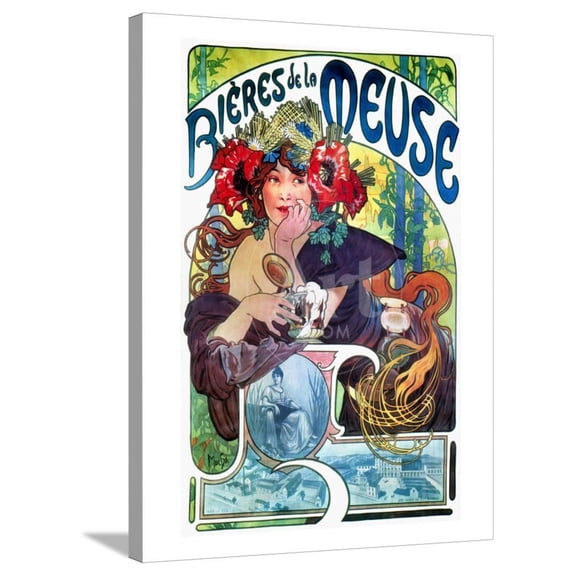 Beer Ad by Mucha, C1897, Figurative World Culture Stretched Canvas Wall Art by Alphonse Mucha Sold by Art.Com