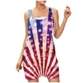 thumbnail image 2 of Clearance Linen Blend Summer Rompers Womens Loose Casual Shorts Tropical/4th of July American Flag Printed Sleeveless Jumpsuits (XXL, 4th July #15), 2 of 7