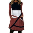 thumbnail image 1 of Pompotops Robe Décontractée Mode Femme Col Rond Manches Longues avec Poches Imprimées, 1 of 5