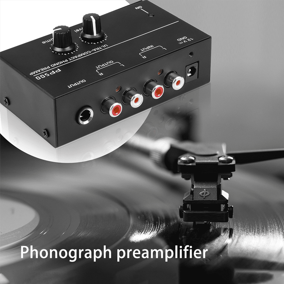 2X Ultra-Compact Phono Preamp PP500 with Bass Treble Balance Volume Adjustment Pre-Amp Turntable Preamplificador US Plug