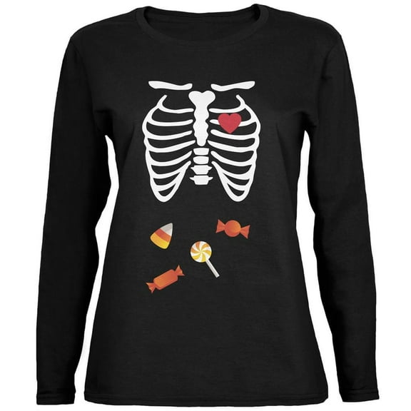 Old Glory Womens Candy Halloween Skeleton Baby Long Sleeve Graphic T Shirt