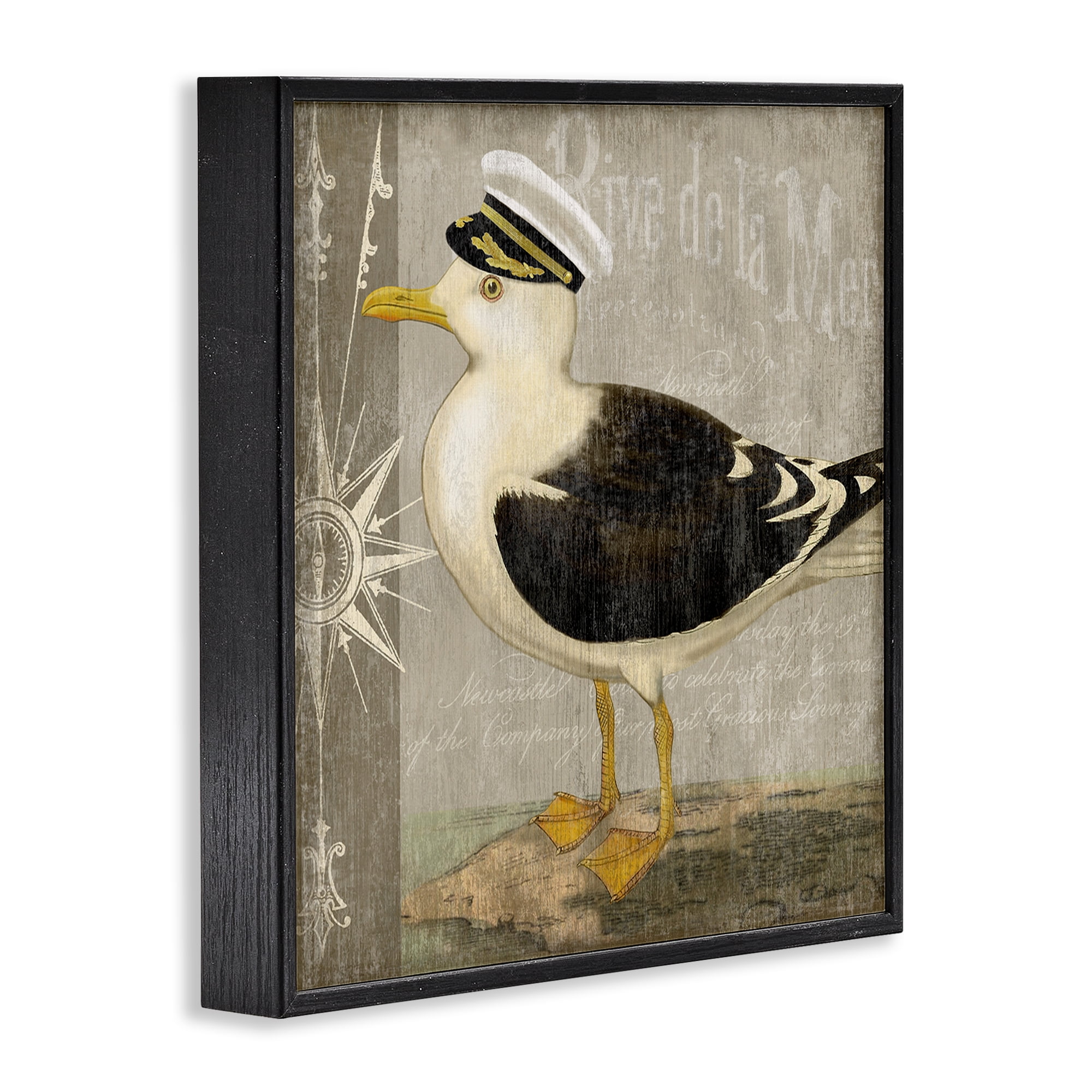 Stupell Industries Little Maritime Seagull Black Framed Giclee Art, design by Suzanne Nicoll