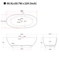 thumbnail image 2 of MIKIBAMA 67'' Grey Resin Stone Freestanding Soaking Bathtub, 2 of 10