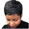 thumbnail image 1 of Estilo negro africano tendencia de pelo corto pelo liso peluca de pelo voluminoso pelo de fibra química, 1 of 5