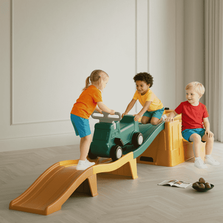 Up & Down Roller Coaster Kids Ride On Toy,Toddler Push Car with Assembled Race Track&Storage Base Box,Indoor Outdoor Fun Playset for Toddlers,Green