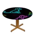 thumbnail image 3 of BCIIG Dogs Bones Neon Lights Round Table Cover Stain Resistant Washable Indoor Outdoor Tablecloth Kitchen Dining Wedding Parties 100% Polyester Fiber 38-42, 3 of 8