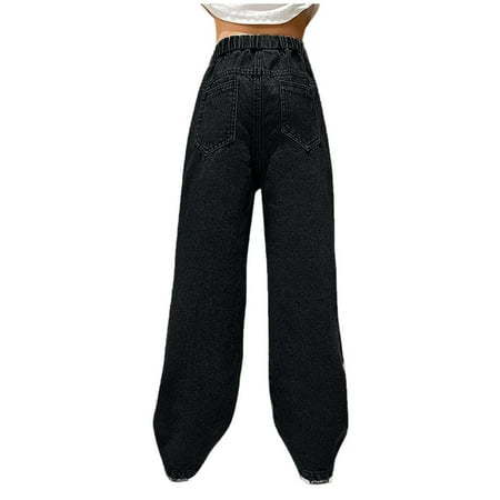 NaWent Girls Jeans Cowboy Wide Leg Pants New Product Girls Middle and Large Children s Korean Edition Casual Denim Pants Blue 13 Years
