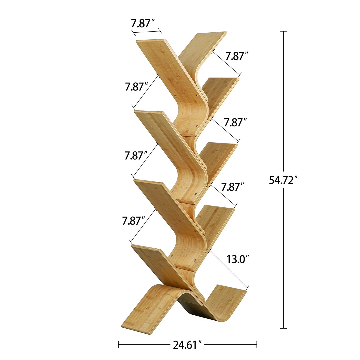 Kepooman 8-Tier Tree Bookshelf for Living Room, Bamboo Bookcase Rack for CDs/Movies/Books, Floor Standing Book Tower Storage Organizer Shelves for Home Office, Wood Color Kepooman 8-Tier Tree Bookshelf for Living Room, Bamboo Bookcase Rack for CDs/Movies/Books, Floor Standing Book Tower Storage Organizer Shelves for Home Office, Wood Color