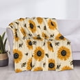 thumbnail image 3 of Disketp Sunflowers And Bee Flannel Blankets - Thick and Warm Blanket for Winter, Soft Fuzzy Plush King Blanket for All Seasons60"x50", 3 of 6