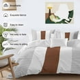 thumbnail image 3 of Boho Brown Bedding Duvet Cover Set Twin Size 4 Pieces Striped Tribal Farmhouse Style Bedding Set with Zipper Closure, 1 Comforter Cover 68x86 Inches 1 Flat Sheet & 2 Pillow Cases, 3 of 7