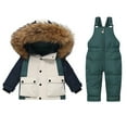 thumbnail image 3 of shoper Snow Pants Kids Winter Coat and Snow Pants Set Windproof Snowboarding Unisex Toddler Boys Winter Outfits Green 110, 3 of 9