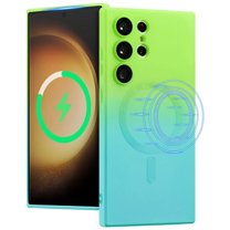 Dteck for Samsung Galaxy S21 Ultra Case Compatible with MagSafe, Gradient TPU Shockproof Non-Slip Protective Slim Cover with Camera Lens Protector,Green BLue