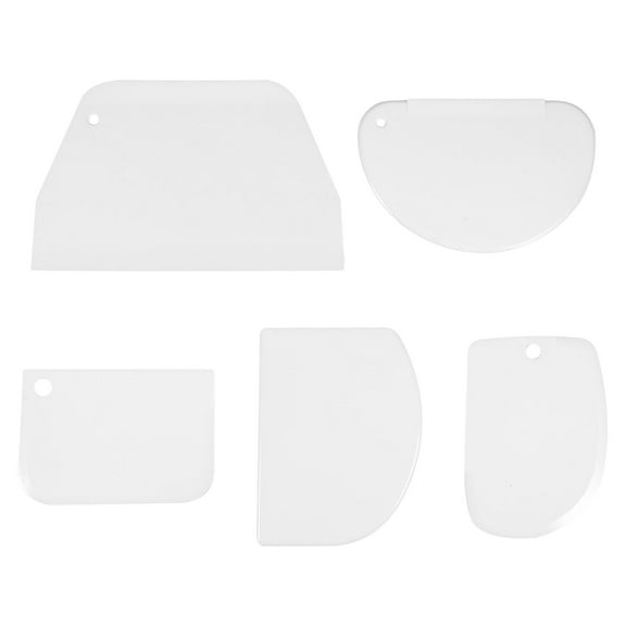 Mobutofu 5Pcs Trapezoidal White Plastic Scraper Set For Baking And Food Preparation Multi Functional Cleaning Spatula