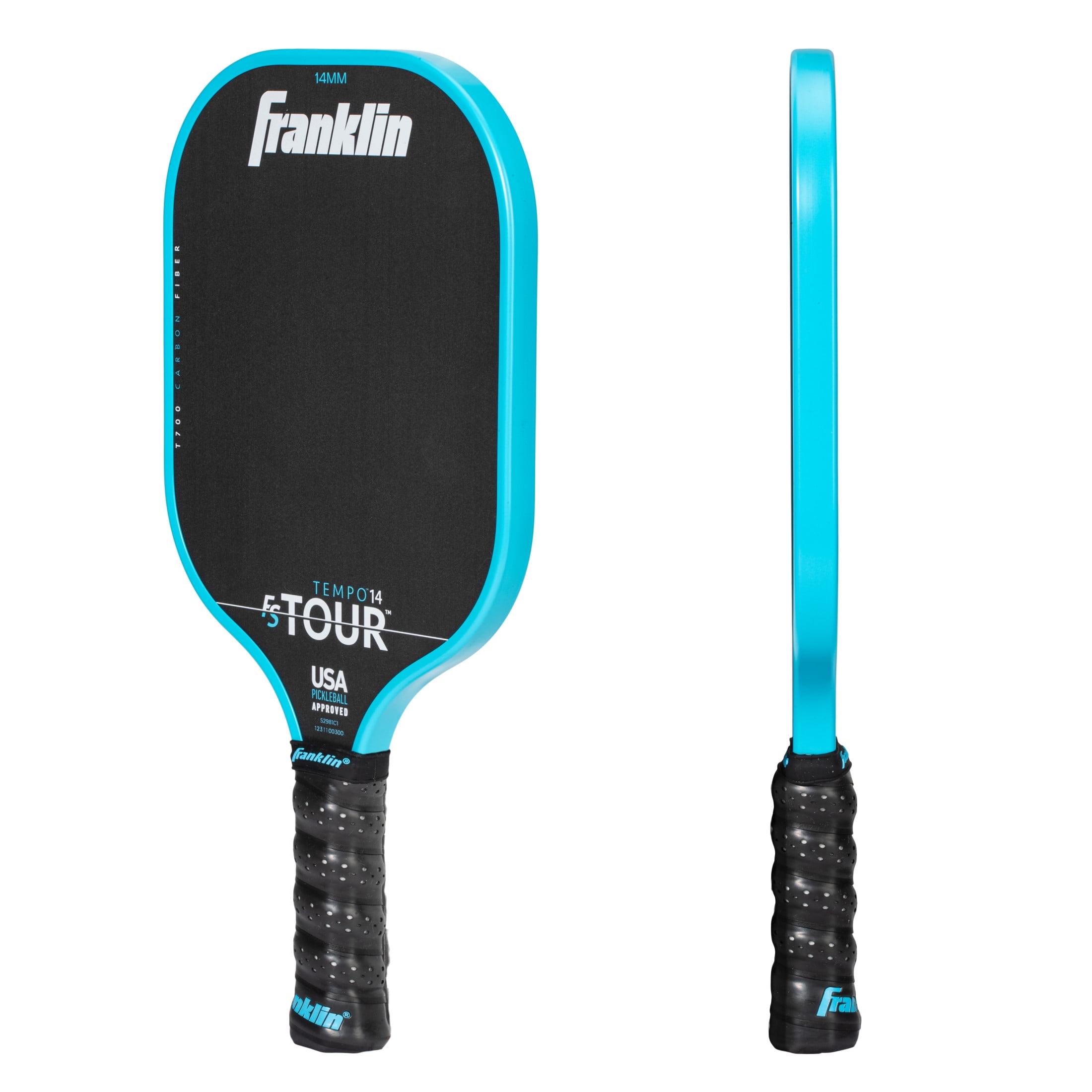Franklin Sports Pro Pickleball Paddles - FS Tour Series Carbon Fiber Pickleball Paddles - Official USA Pickleball (USAPA) Approved Paddles - Tempo Pro Player Paddle - 14mm Polymer Core - Blue